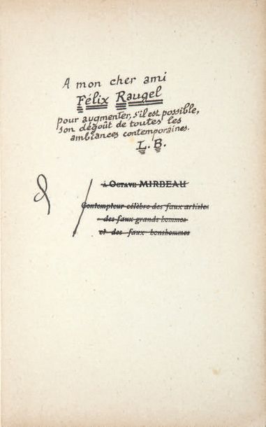 BLOY (Léon)
Je m'accuse. Paris, Bibliothèque...