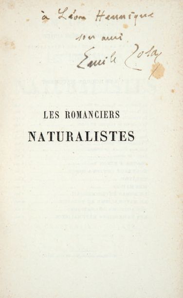 ZOLA (Emile)
Les Romanciers naturalistes....