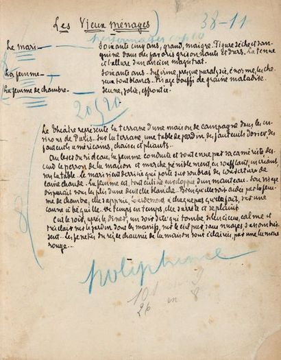 MIRBEAU (Octave)
Les Vieux Ménages. Manuscrit...