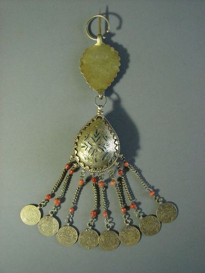 Fibule Zaïne, Moyen Atlas, Maroc Argent doré,...