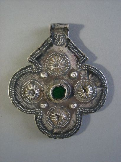 Pendentif amulette foulet khamsa, Maroc Argent,...