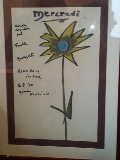 PRÉVERT Jacques
MERCREDI. DESSIN ORIGINAL....