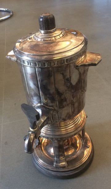 Samovar, années 30, en métal argenté et ébène...