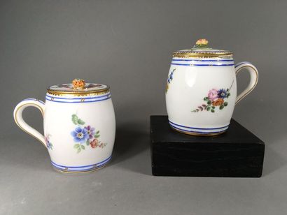 SEVRES Paire de moutardiers en porcelaine...