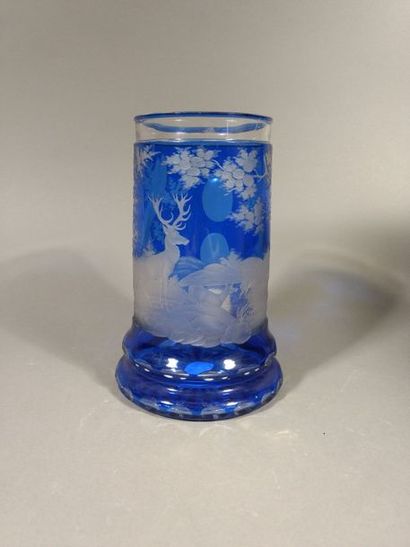 Cristal de Bohème - Beau vase à décor sur...
