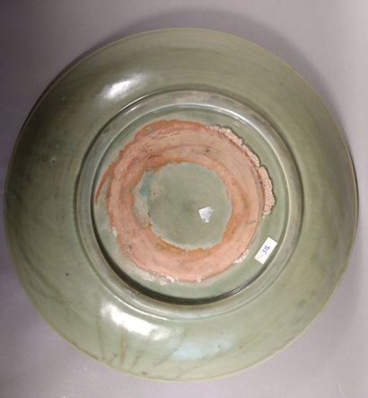 LONGQUAN - Grand plat rond en céramique verte...
