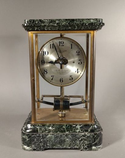 Pendule Bulle-Clock Marbre vert Verre cassé...