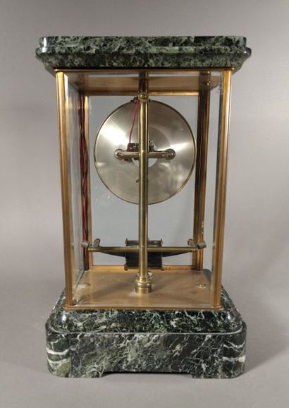 Pendule Bulle-Clock Marbre vert Verre cassé...