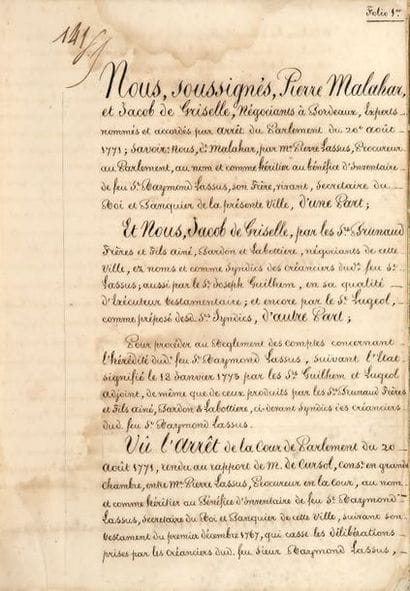 MANUSCRIT. - [BORDEAUX]. Inventaire de feu...