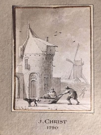 ECOLE DU XVIIe SIÈCLE
Scène de village
Lavis
9...