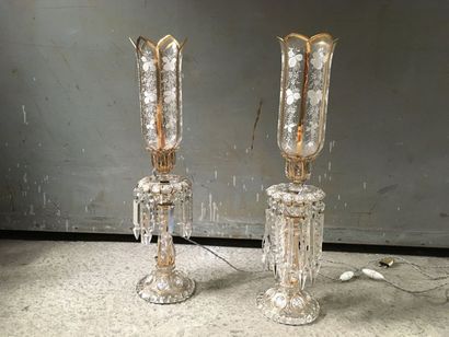 Paire de girandoles En cristal, ornemantation...