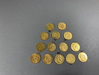 Ensemble de 9 pièces de 20 Francs or Napoléon...