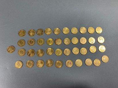 Ensemble de 40 pièces de 20 Francs or
Génie...