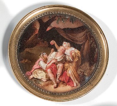 École FRANÇAISE vers 1790

Scène galante...