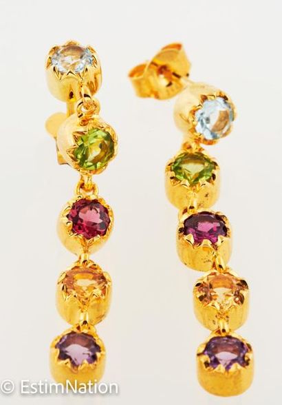 BOUCLES D'OREILLES VERMEIL PIERRES MULTICOLORES...