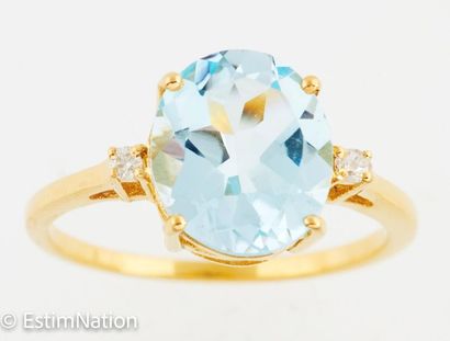 BAGUE VERMEIL TOPAZE DIAMANTS 
Gold-plated...