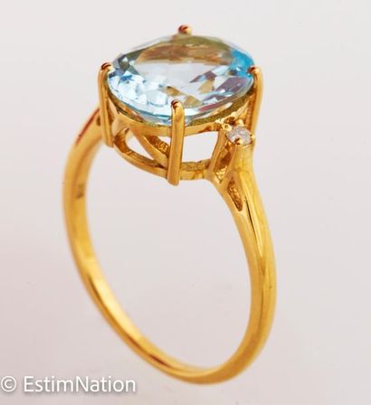 BAGUE VERMEIL TOPAZE DIAMANTS 
Gold-plated...