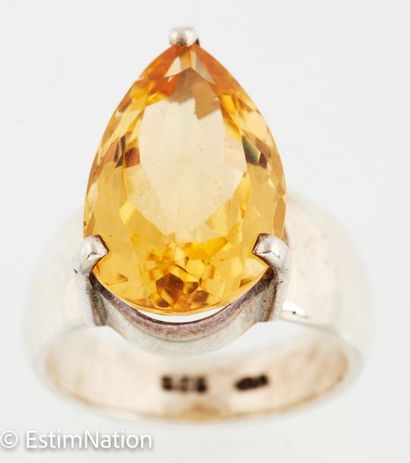 BAGUE ARGENT CITRINE 
Silver ring (925/°°)...
