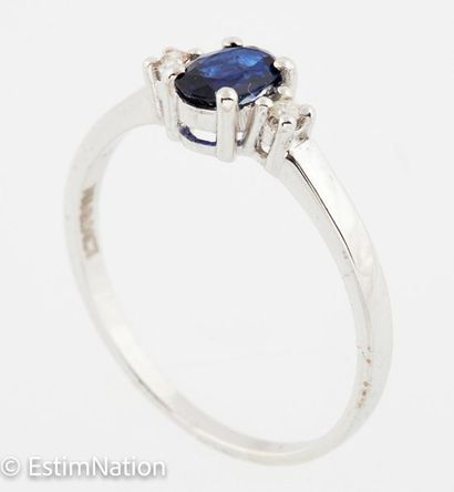 BAGUE OR SAPHIR DIAMANTS 
18K (750/°°) white...