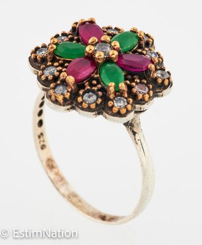 Flower ring in silver (925/°°°) and bronze...