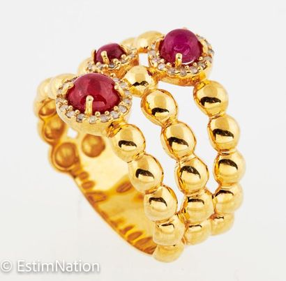 BAGUE VERMEIL RUBIS DIAMANTS
Ring in 925/°°...