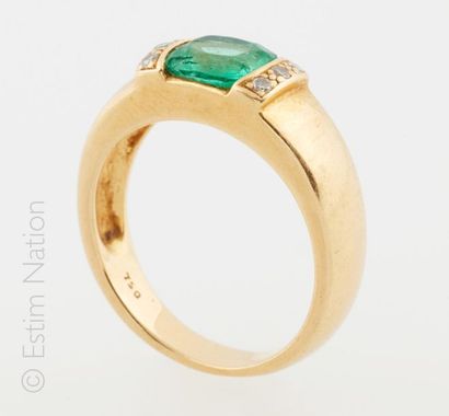 BAGUE OR ÉMERAUDE
18K (750°/00) yellow gold...