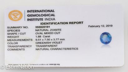 TANZANITE 1.88 CARAT 
Faceted oval Tanzanite....