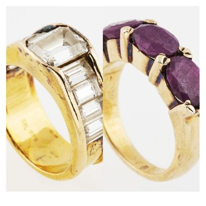 BAGUES VERMEIL 
Two rings in 925°/00 vermeil:...