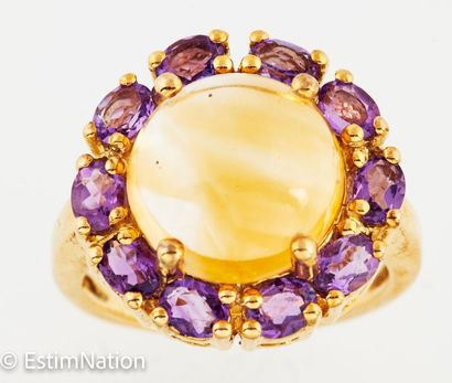 BAGUE VERMEIL CITRINE AMETHYSTES 
Gold-plated...