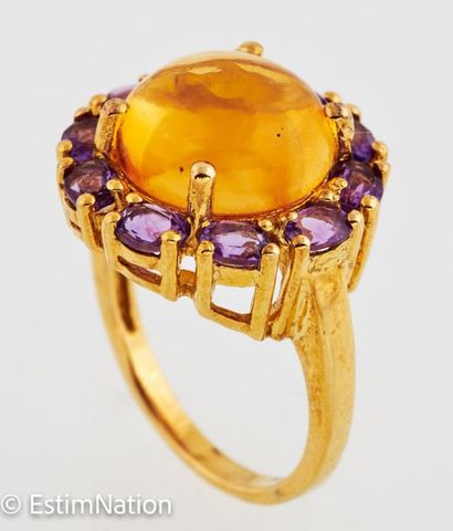 BAGUE VERMEIL CITRINE AMETHYSTES 
Gold-plated...