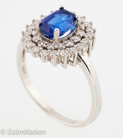 BAGUE ARGENT CYANITE 
Silver ring (925/°°)...