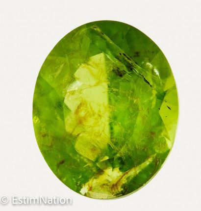PERIDOTS 7.72 CARAT 
Pair of oval peridots...