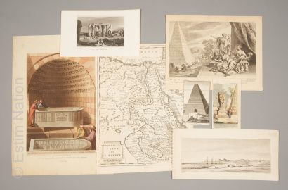EGYPTOLOGIE
Ensemble d'estampes et estampes...