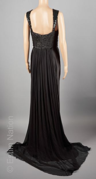DINA BAREL

Black silk evening gown, draped...