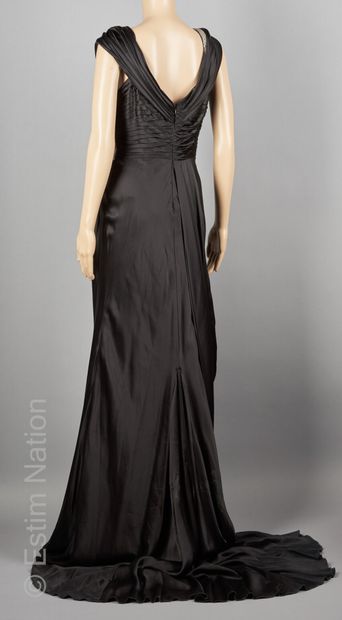 DINA BAREL
Black silk satin evening gown,...