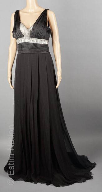 DINA BAREL
Black silk evening gown, draped...