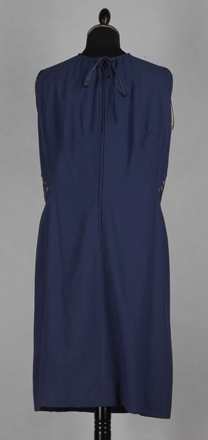 CARVEN
DRESS in navy wool crepe, bust in...