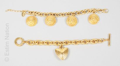LORIS AZZARO, ESCADA
TWO GOLDEN METAL BRACELETS...