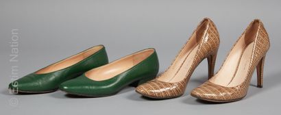CASADEI, CELINE VINTAGE
Pair of crocodile...