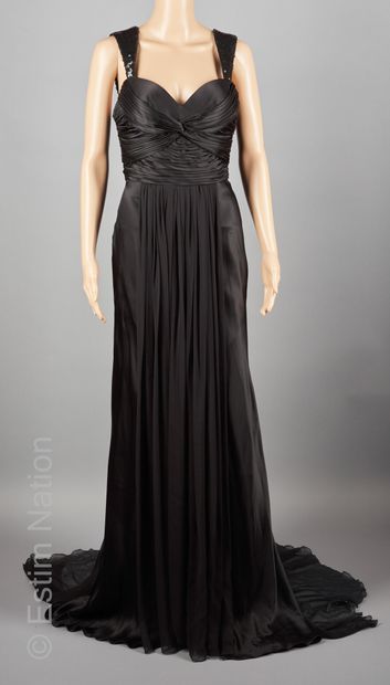 DINA BAREL

Black silk evening gown, draped...