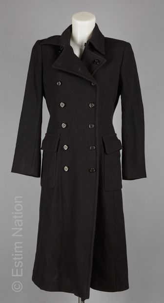 TARA JARMON
Coat in black wool blend gabardine,...