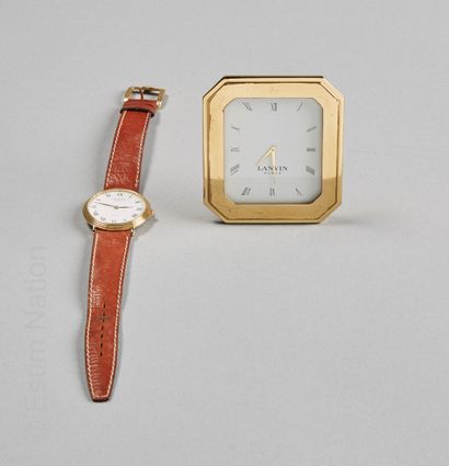 LANVIN
Gilt metal quartz watch, white lacquered...
