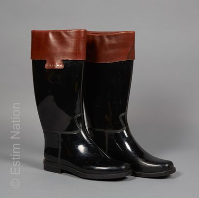 CELINE
Pair of burgundy leather and rubber...