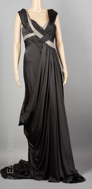 DINA BAREL
Black silk satin evening gown,...