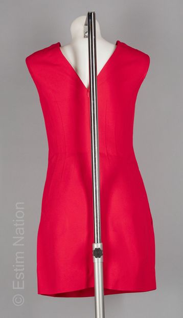 VERSACE
DRESS in red wool crepe, round neckline...