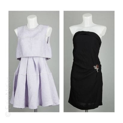 SANDRO
ROBE bustier en crêpe noir ornée d'un...