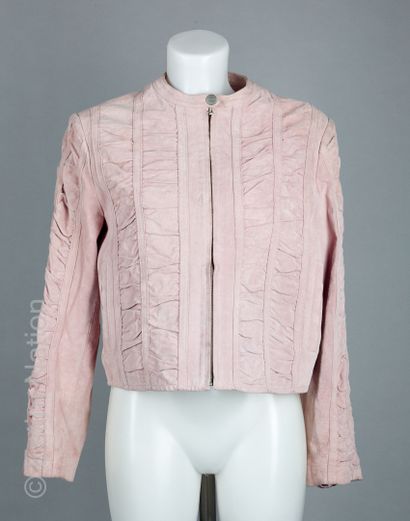 BALMAIN
BLOUSON en porc velours plissé rose,...