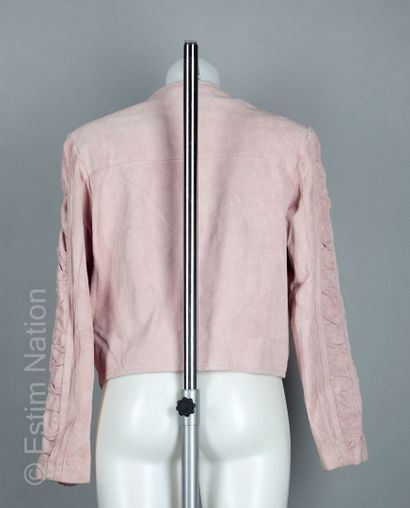 BALMAIN
BLOUSON en porc velours plissé rose,...