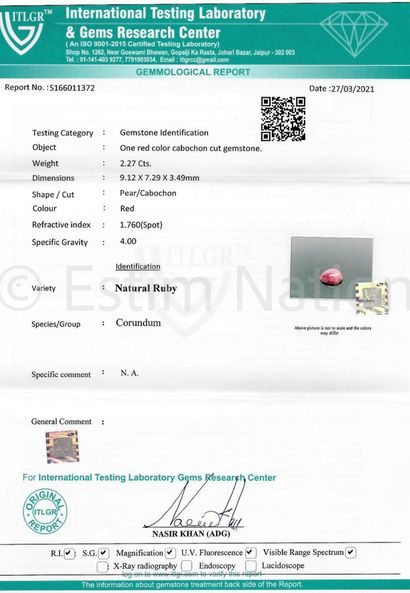 LOT DE CORINDONS SUR PAPIER AVEC CERTIFICATS
Lot...