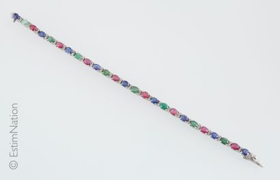 BRACELET ARGENT RUBIS, SAPHIR ET ÉMERAUDES
Silver...